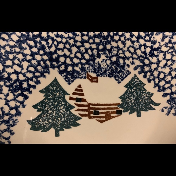 Folkcraft Cabin Snow Tienshan Plate Platter X-mas - Picture 2 of 3